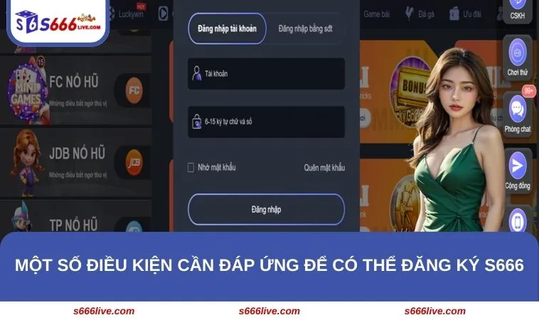 Một số điều kiện cần đáp ứng để có thể đăng ký S666