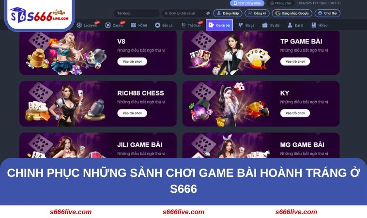 Chinh phục những sảnh chơi game bài hoành tráng ở S666